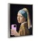 Stupell Industries Girl With Pink Phone Funny Floating Frame, design by Masters Redux